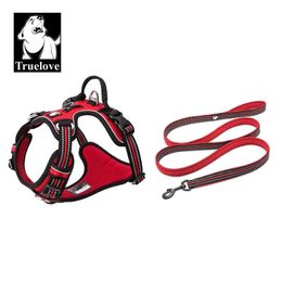 Truelove Pet HarnessPet Leash Set Rope 110cm200cm All-in-one Reflective Dog Harness No Pull Adjustable Buckles Drop 240506