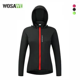 Racing Jackets WOSAWE Women's Cycling Windbreaker Jerseys Outdoor Sports Waterproof Quick Drying Hooded Long Sleeved Suit BL249