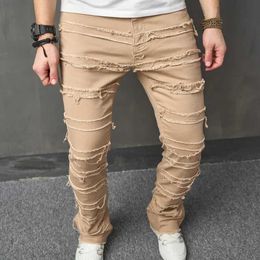 Jeans maschi maschi eleganti uomini hiphop vintage impilati giunti slim dritti jeans pantaloni strt abbari