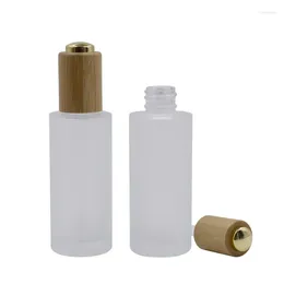 Storage Bottles Engraving Logo Empty Cosmetic Containers 30ml 50ml 100ml 120ml 150ml Frosted Glass Bottle Dropper