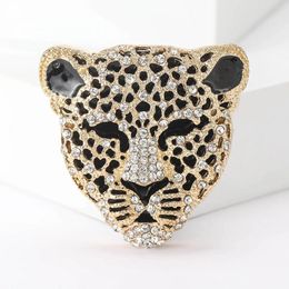 Brooches Sparkling Rhinestone Leopard Head Brooch Pins Elegant Men And Women Clothing Accesories Animal Banquet Daily Jewellery Gifts