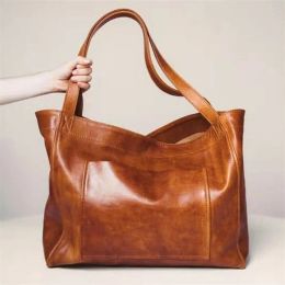 Bolsas de grandes dimensões para mulheres designers luxuosos de couro de couro de couro suave Bolsas de compras de ombro de ombro feminino Vintage de grande capacidade