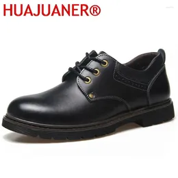 Casual Shoes Genuine Leather Men Footwear High Quality Man Business Fashion Brand Male Booties Black Brown