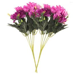 Decorative Flowers 2pcs Artificial Flower Fake Floral Decor Home Office Bouquet Ornament Light Pink