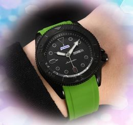 Black Ceramic Case Military Men Customed LOGO Watches Business Leisure Colourful Rubber Strap Clock Quartz Day Date Time Chain Bracelet Double Calendar Watch Gifts