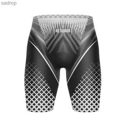 Men's Swimwear Summer mens swimming jammer exercise knee length swimsuit short swimsuit beach tight shorts quick drying swimsuit XW