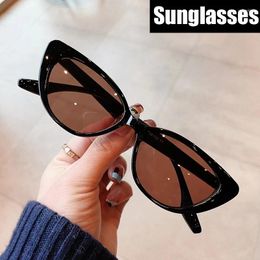 Sunglasses Oval Triangle Plain Glasses Women Designer Cat Eye Female Male Black Yellow UV400 Sun Shades