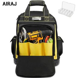 AIRAJ Waterproof Tool Backpack Tool Bag Rubber Base Heavy Duty Tool Organizer Electrician Plumber Maintenance Worker Tool Bags 240420