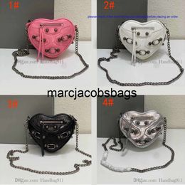 balencig bag designer 2023 Designer Le Cagole Heart Shaped Bags Bright Calf Leather Motorcycle Style Cross Body Silver Hardware Rivet Handbags XW9E balencias