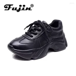 Casual Shoes Fujin 5cm Air Mesh Cow Genuine Leather Summer Spring Vulcanize Ankle Boots Autumn Breathable Women Comfy Chunky Sneaker