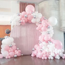 Pastel Pink Balloon Garland Arch Kit Girl Baby Shower Decoration Engagement Wedding Bridal Pink White Ballon Birthday Baptism 240417