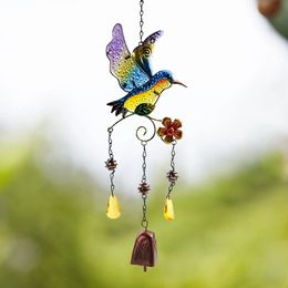 Hummingbird Wind Chimes Suncatcher Wall Window Door Garden Wind Bell Hanging Ornaments Pendant Home Campanula Decoration Craft 240423