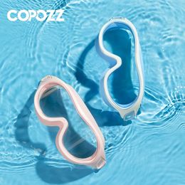 COPOZZ Professional Swimming Goggles Adult High Quality Large Frame Anti fog Silicone Goggles Electroplated Lens Wholesale 240425