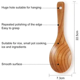 Dinnerware Sets 4 Pieces Wood Spoons 21.5Cm Wooden Rice Paddle Versatile Serving Spoon Non Stick Heat Resistant Cooking