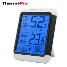 Gauges Thermopro TP55 Digital Hygrometer Thermometer Indoor Thermometer with Touchscreen and Backlight Humidity Temperature Sensor