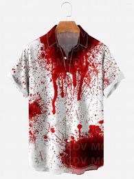 Men's Casual Shirts For Women's Halloween Do Not Enter Blood Art Print Shirt Hawaiian