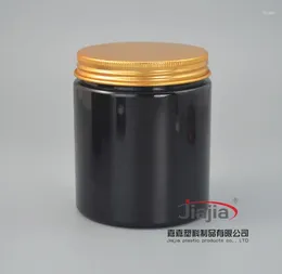 Storage Bottles 250g PET Black Cream Jar With Gold/bronze/black Aluminum Cap Makeup Tool 250ml Face Mask Container Food