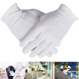 Gloves 12 Pairs White Cotton Gloves For Dry Hands Moisturising Eczema Inspection Work Serving Gloves Washable Stretchable Cloth Gloves