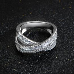 Cluster Rings Lokkei Jewellery 925 Sterling Silver Full Diamond Double Layer Ladies Engagement Cocktail Party Ring High End Wholesa