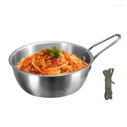 Bowls Large Metal Bowl Stainless Steel Camping With Handles Portable Outdoor Kitchen Dinnerware Camp Hiking Soup Dish