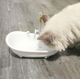 Cat Bowls Feeders Bathtub Automatic Pet Water Dispenser Drinking Electronic Fountain Drinker Bowl For Kitten Supplies230j1275492