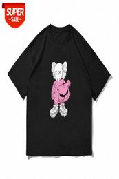 tide brand kaws printing summer shortsleeved Tshirt men and women Korean version of pure cotton loose BF drop shoulder lovers z4946863