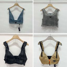 Shiny Rhinestone T Shirts Women Denim Sling Vest Sexy Cropped Top Party Tank Tops V Neck T-Shirt Bra Fashion Clothing 43645