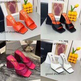 And Spring Autumn Period Latest Fashion Women's Slippers Black Silk Square Toe Flip Flop Thick Mini Summer Shoes 10Cm Women Sandals Original edition