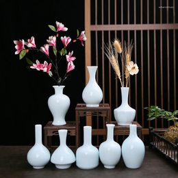 Vases Misty Blue Ceramic Vase Hydroponic Dried Flowers Flower Arrangement Small Living Room Decoration Crafts