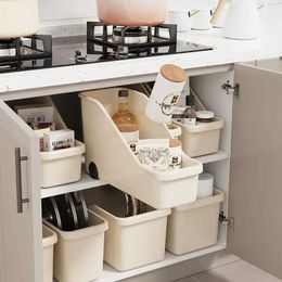 Storage Boxes Bins Kitchen Sundry storage box with wheels Seasoning bottles Vegetable wardrobe Organiser Makeup Q240506