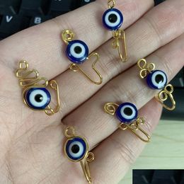 Nose Rings & Studs Cuff Spiral Fake Piercing Ring Evil Eye Copper Ear Hoop Septum Clip Nariz Non-Piercing Stud Jewellery Drop Delivery Dhphf