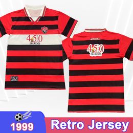 1999 Vitoria Retro Mens Soccer Jerseys Home Black Red White Football Shirts Short Sleeve Adult Uniforms