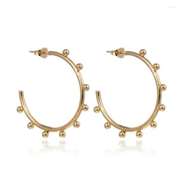 Stud Earrings FYSARA Trendy Round Hollow Ball Hoop For Women 18 K Stainless Steel Geometric 2024 Jewelry Gifts