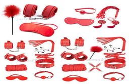 Bed Bondage Set Kit Hand Ankle Cuffs Collar Whip Eye Mask Kinky Restraint Toys R989245273