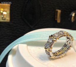 Luxury Logo Brand Designer S925 Sterling Silver Cross Zircon Wedding Ring For Women Jewelry3164340