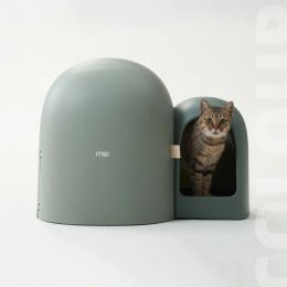 Boxes Cat Litter Box TotallyClosed Cat Toilet for Cats 2023 New Modern Design Large Space,LeakProof,and OdorFreeIncludes Scoop