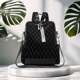Factory sales ladies shoulder bag luxury fashion diamond handbag exquisite velvet leather women's backpack classic Joker diamond leisure backpack 715#