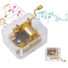 Hand Wholesale Musical Novelty Items Acrylic Crank Music Box Golden Movement Melody Castle In The Sky