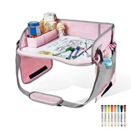 Car Seat Travel Tray Safety Seat Play Table Organiser Storage Snacks Toys Cup Holder Waterproof For Baby Children Kids Stroller 240506