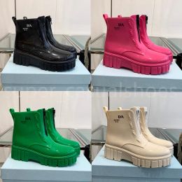 Stivali boot stivali da donna stivali piofs triangolo logo stivali caviglie eva piattaforma in gomma rainboot bruno verde brillante rosa rosa lussuoso scarpe