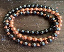 Link Bracelets MG1625 Genuine 6 Mm Copper Magnetic Hematite Bracelet Healing Stone Stack Beaded Stimulates Energy Flow Jewelry3757623