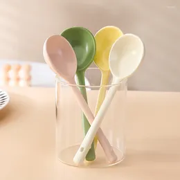 Dinnerware Sets 6Pcs Tableware Ceramic Soup Spoon Eating Creative Long Handle Spoons Kitchen Cooking Utensil Tool Teaspoon For Kicthen