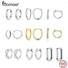 Hoop Earrings Bamoer 925 Sterling Silver For Women Trendy Styles Genuine Simple Anti-allergy Fashion Weddings Jewelry