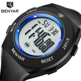 BENYAR Men Sports Digital Waterproof Watch Men's Boy LED Digital Stopwatch Date Sport Wrist Watch Relogio Masculino Digital Gift 304I