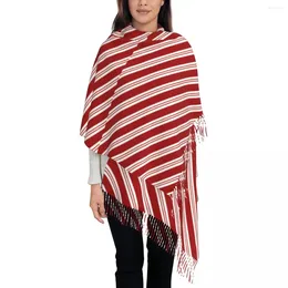 Scarves Red Line Scarf With Tassel Christmas Candy Cane Stripes Warm Shawls Wrpas Women Design Head Winter Y2k Funny Foulard