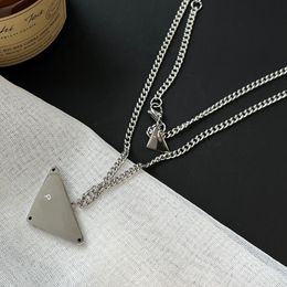 Triangle Pendant Designer Necklaces Choker Brand Letter Silver Plated Necklace Vintage Link Chain for Women Wedding Birthday Jewellery Accessories