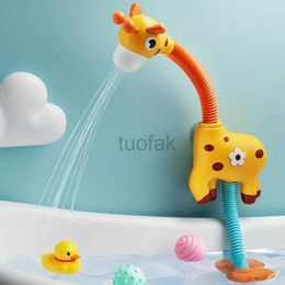 Bath Toys 1pc Little Giraffe Electric Spray Water Sprinkler Perfect Suction Toys for Baby Bathtub Toys Bath Toys d240507