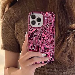 Cell Phone Cases 3D Electroplated Silver Wrinkles Pleated Pattern Phone Case For phone 14 13 12 11 Pro Max 15 Pro Max Soft Shockproof Back Cover