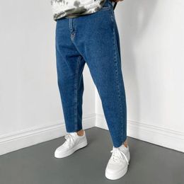 Men's Jeans Zipper Straight Pants Denim Leg Casual Pocket Pant Solid Trousers Fashion Tassel Comfortable Memory Foam