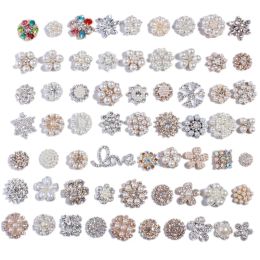 Brushes Fashion Chic Sier Crystal Rhinestone Buttons with Ivory Pearls for Shoe Cloth Clear Glass Button for Wedding Invitation